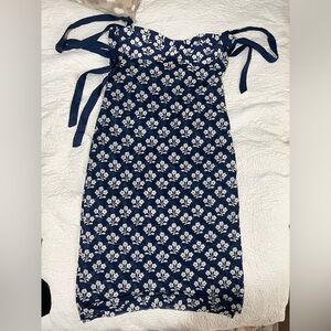 Free People Navy and White Floral Midi Dress